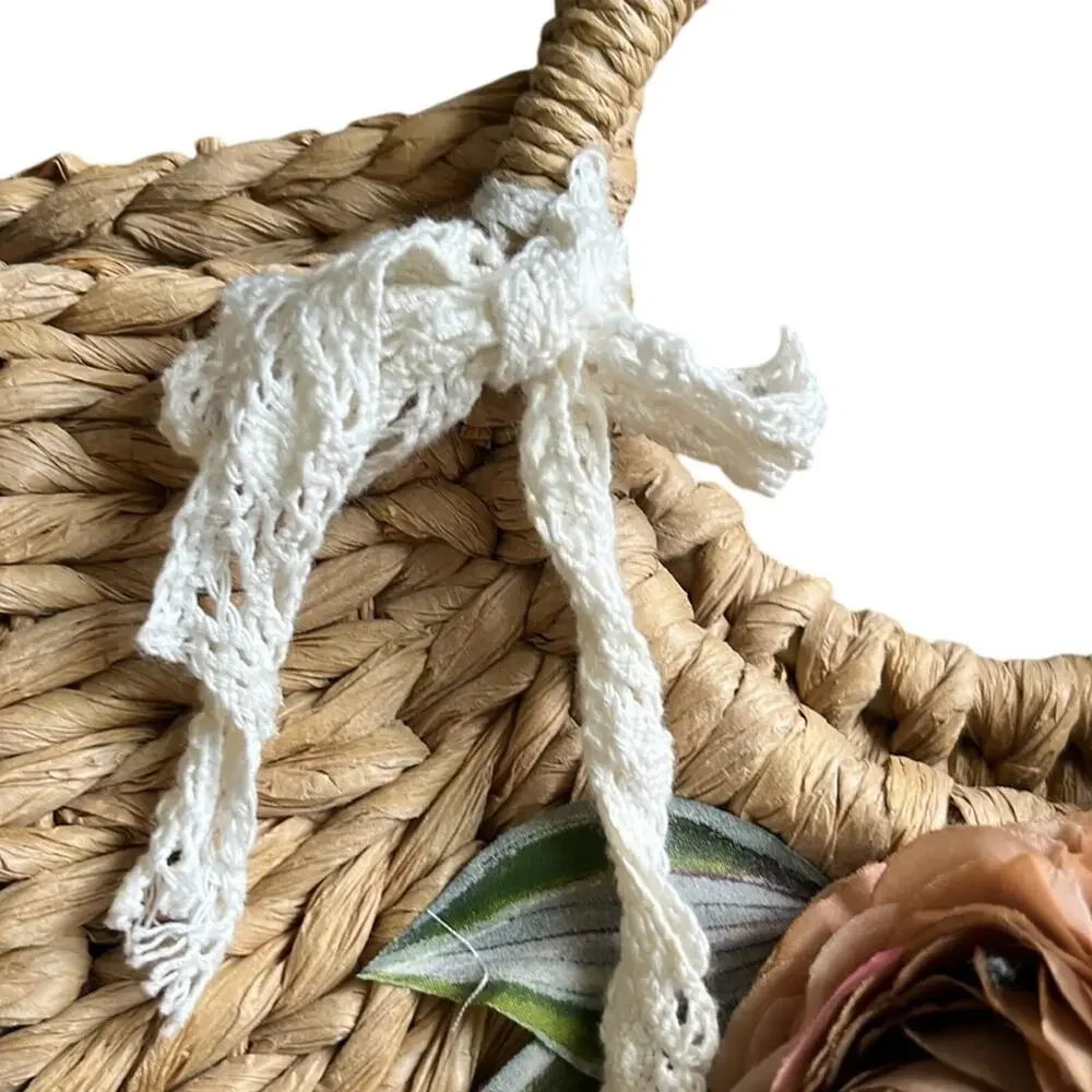 Floral Straw Tote Bag